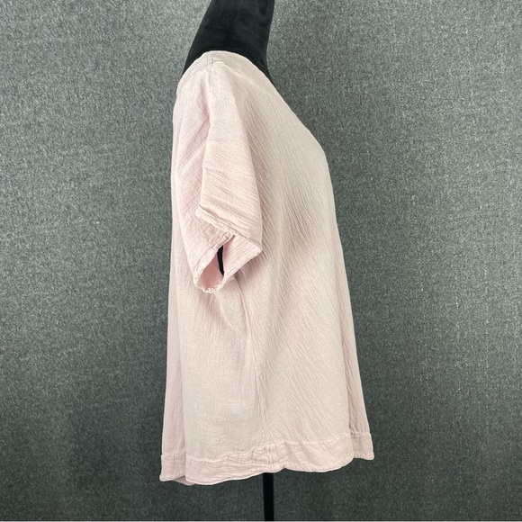 Oh My Gauze XXL Pink Lightweight Boho Lagenlook Asymmetrical Tunic Top Artsy - Picture 3 of 10